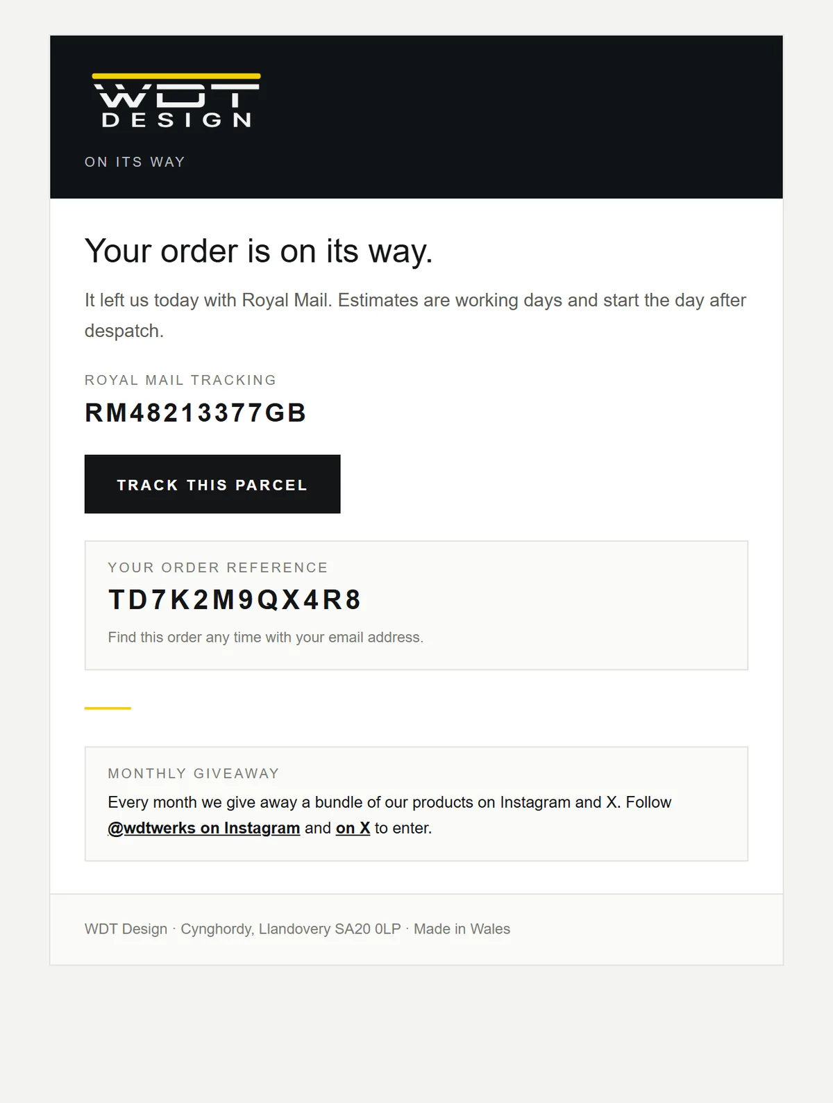 Despatch email