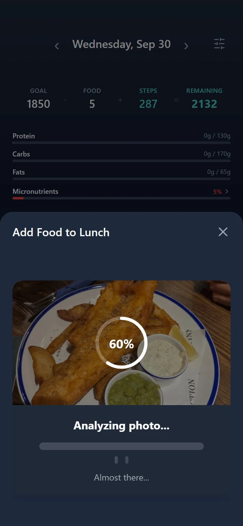 Analysing the photo with a progress ring